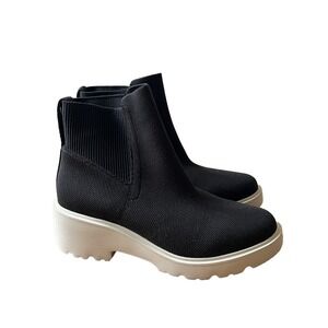 Vivaia Everly Round-Toe Platform Chunky Wedge Boots Black 38 EU Size 7 US